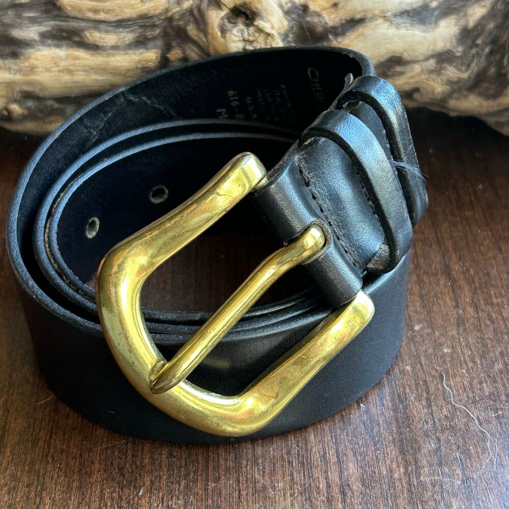 Cherokee genuine Italian leather belt size medium 34 Brass buckle black